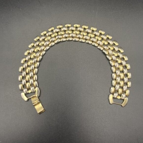 Unbranded Jewelry - Vintage Bracelet Gold Plated Strap Maillon Brick Link 7.25" x 5/8" LOOK READ